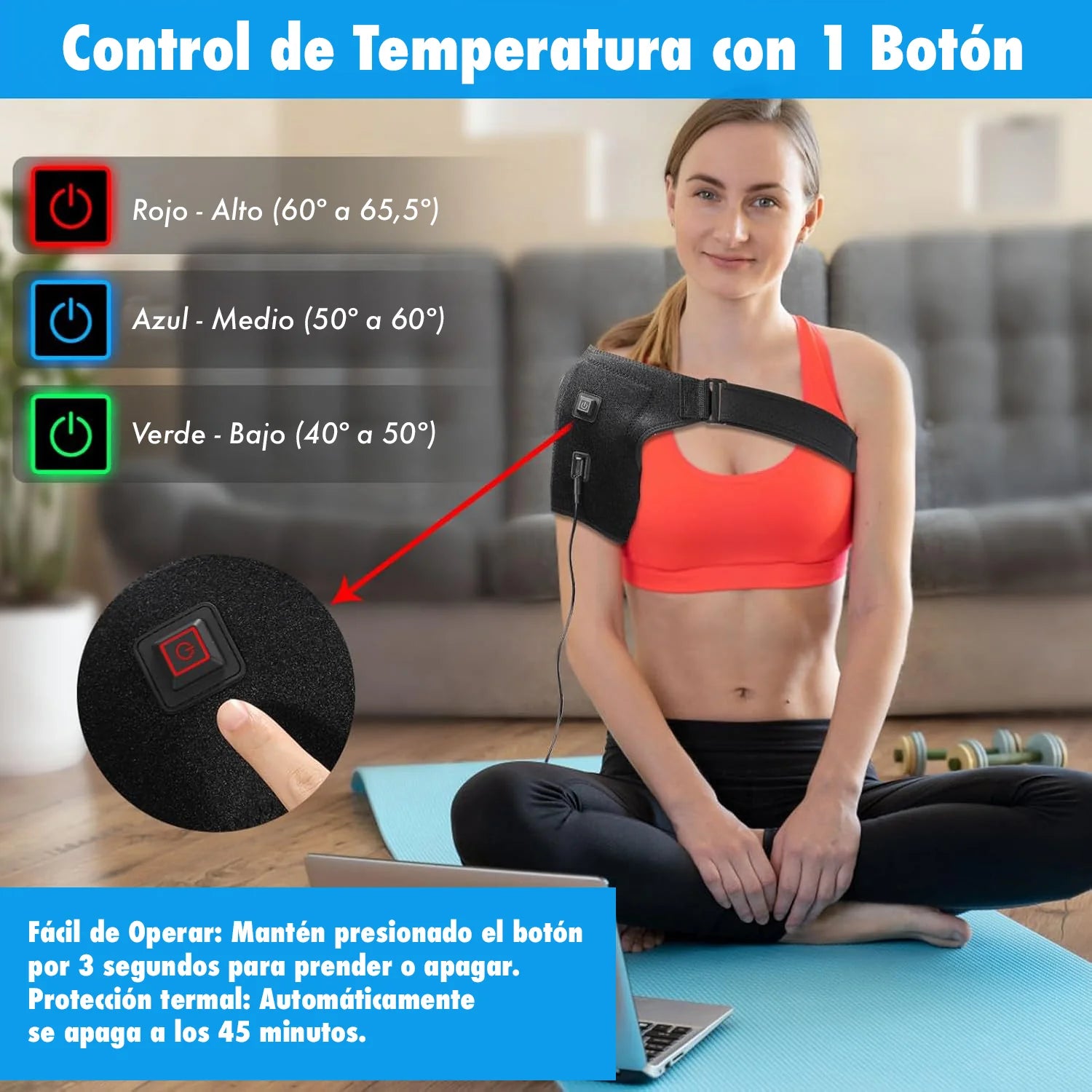 combo calentador hombrera+parche masaje